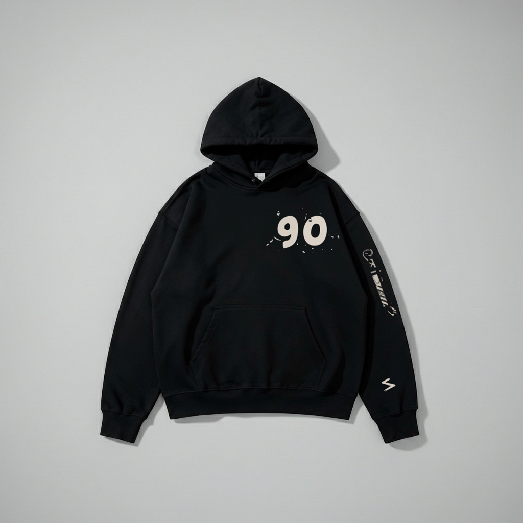 90sOWL Street Division Oversized Hoodie – Night Black Edition